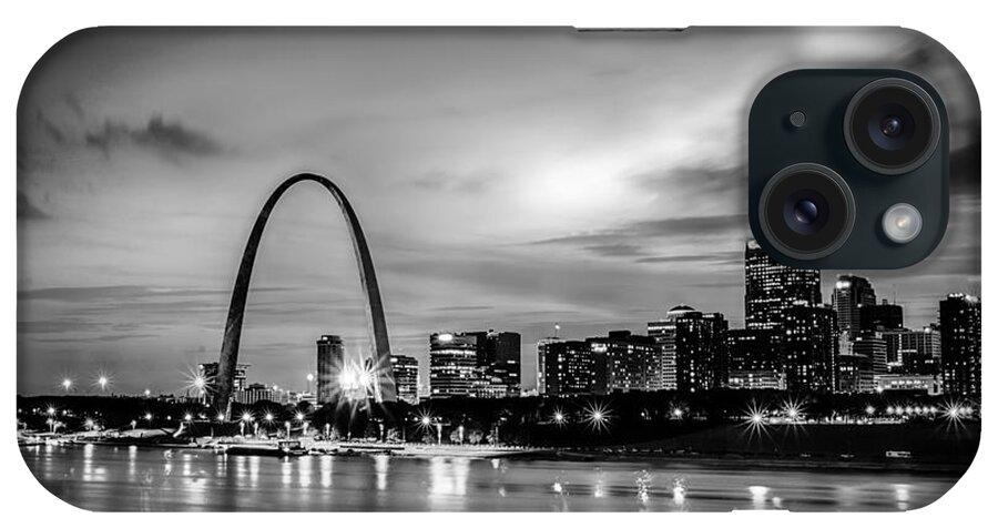 Arc iPhone Case featuring the photograph City of St. Louis skyline. Image of St. Louis downtown with Gate #12 by Alex Grichenko