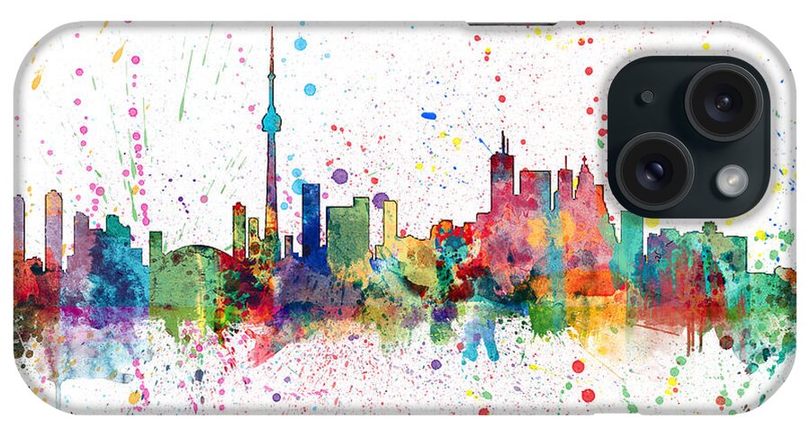 Toronto iPhone Case featuring the digital art Toronto Canada Skyline #12 by Michael Tompsett
