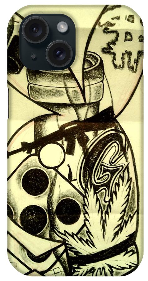 Black Art iPhone Case featuring the drawing Untitled #13 by A S 