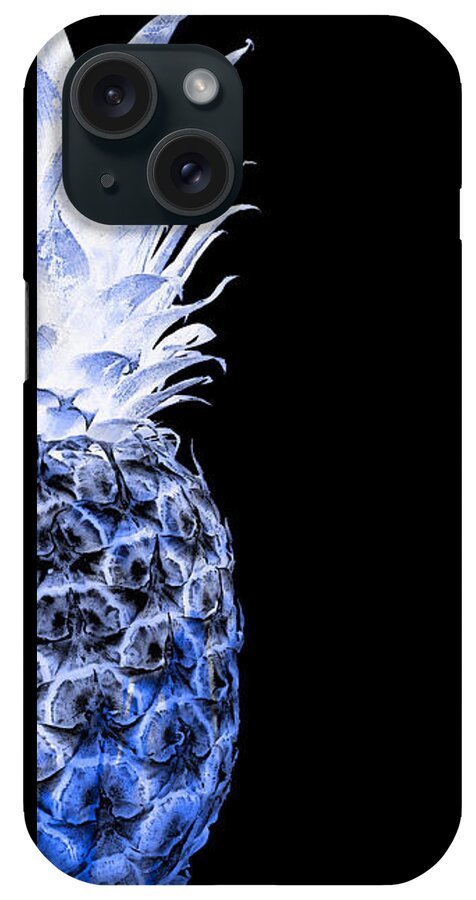 Art iPhone Case featuring the photograph 14JR Artistic Glowing Pineapple Digital Art Blue by Ricardos Creations