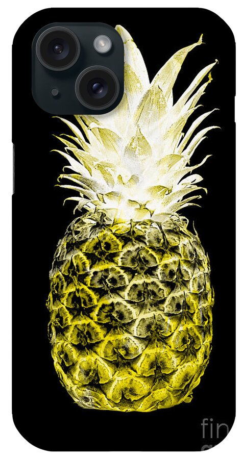 Art iPhone Case featuring the photograph 14N Artistic Glowing Pineapple Digital Art Lemon Yellow by Ricardos Creations