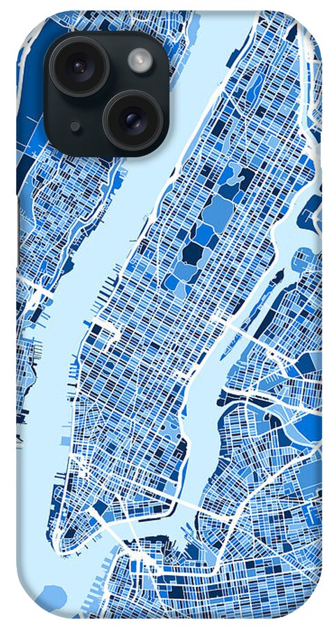 New York iPhone Case featuring the digital art New York City Street Map #15 by Michael Tompsett