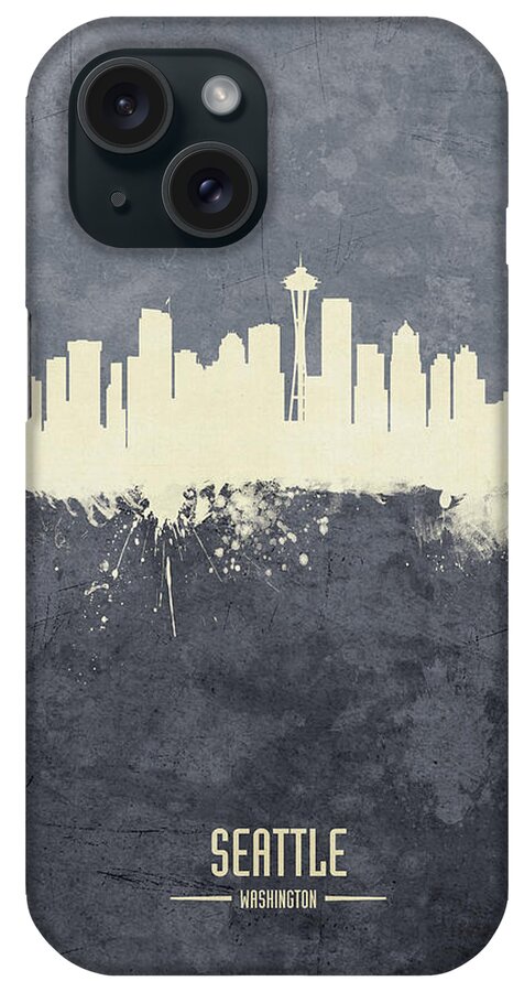 Seattle iPhone Case featuring the digital art Seattle Washington Skyline #16 by Michael Tompsett