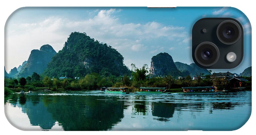 Nature iPhone Case featuring the photograph The karst mountains and river scenery #16 by Carl Ning