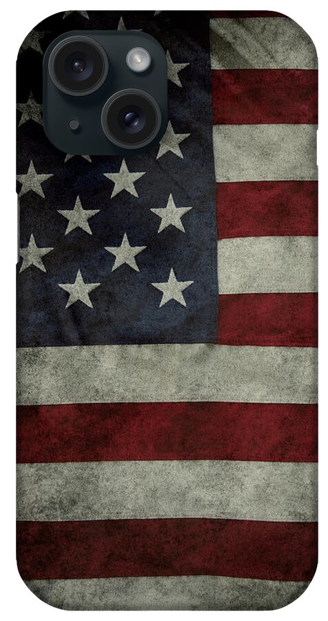 Closeup iPhone Case featuring the photograph American flag 62 by Les Cunliffe