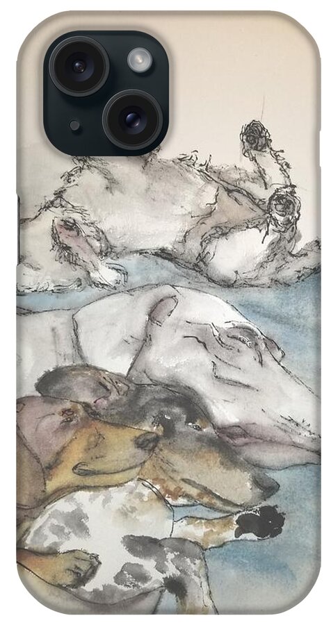 Dogs. In Repose iPhone Case featuring the painting For Love Of A Dog Album #17 by Debbi Saccomanno Chan