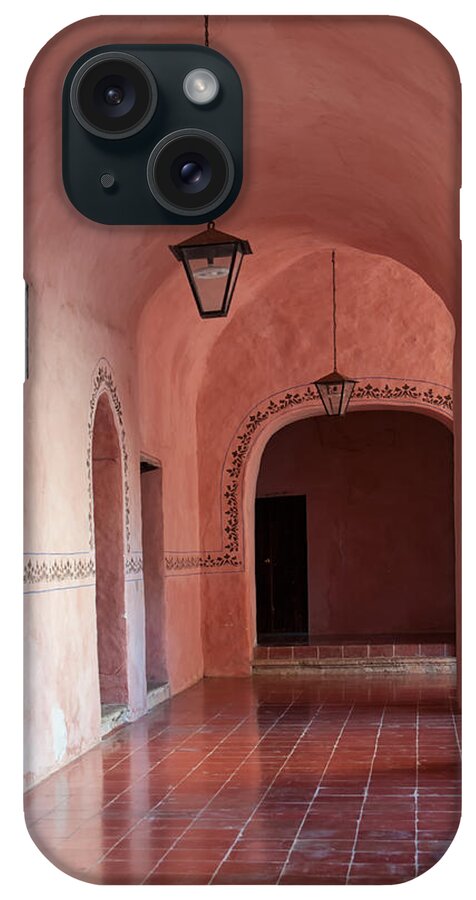 Mexico Yucatan iPhone Case featuring the digital art Convent of San Bernardino #18 by Carol Ailles