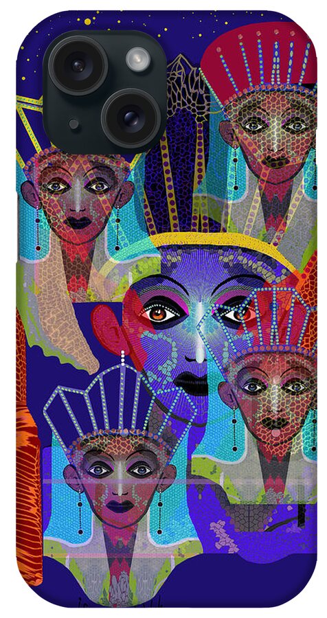 1801 iPhone Case featuring the digital art 1801 - sibyllin Faces - 2017 by Irmgard Schoendorf Welch