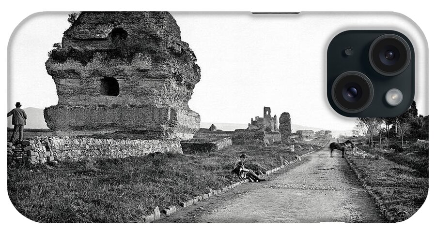  Italy iPhone Case featuring the photograph 1870 Visiting Roman Ruins along the Appian Way by Historic Image