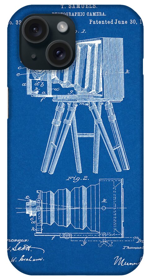 Patent iPhone Case featuring the digital art 1885 Camera US Patent Invention Drawing - Blueprint by Todd Aaron