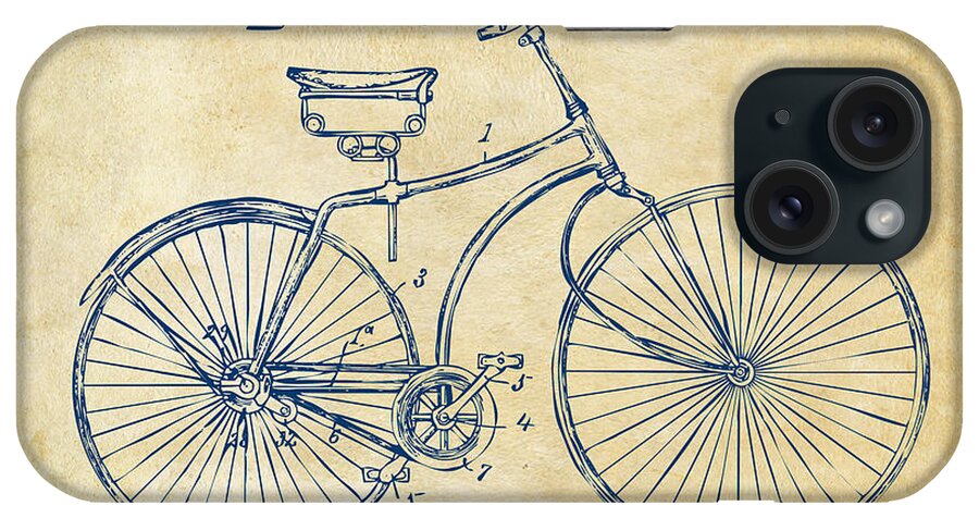 Bicycle iPhone Case featuring the digital art 1890 Bicycle Patent Minimal - Vintage by Nikki Marie Smith
