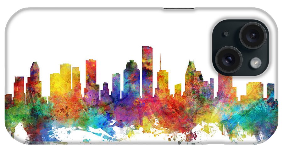 Houston iPhone Case featuring the digital art Houston Texas Skyline #19 by Michael Tompsett