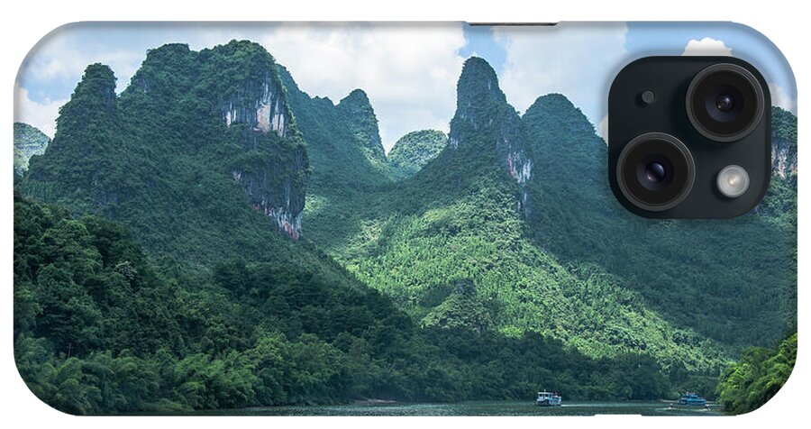 River iPhone Case featuring the photograph Lijiang River and karst mountains scenery #19 by Carl Ning
