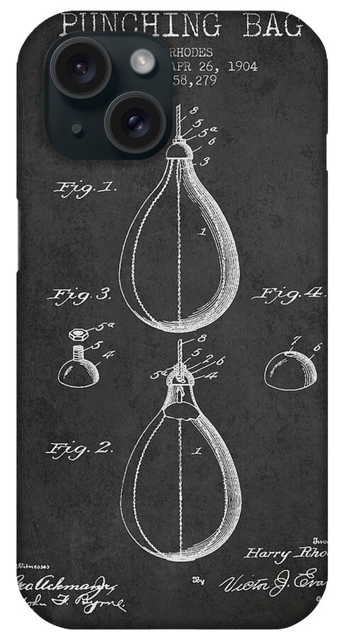 Boxing iPhone Case featuring the digital art 1904 Punching Bag Patent SPBX12_CG by Aged Pixel