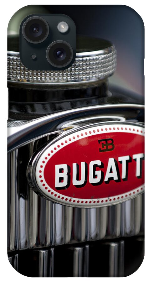 1928 Bugatti Type 57c Gangloff Cabriolet iPhone Case featuring the photograph 1928 Bugatti Hood Emblem by Jill Reger