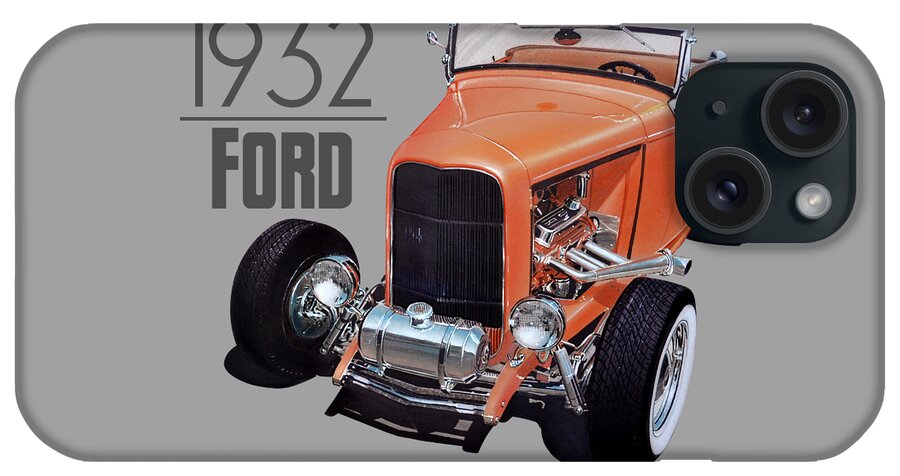 32 Ford iPhone Case featuring the digital art 1932 Orange Ford by Paul Kuras