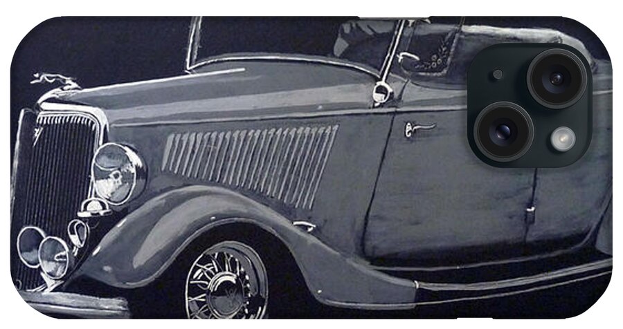 Ford iPhone Case featuring the painting 1934 Ford Roadster by Richard Le Page