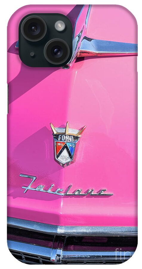 Ford Fairlane iPhone Case featuring the photograph 1955 Pink Ford Fairlane Hood Ornament by Aloha Art
