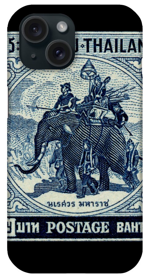 Thailand iPhone Case featuring the painting 1955 Thailand War Elephant Stamp by Historic Image