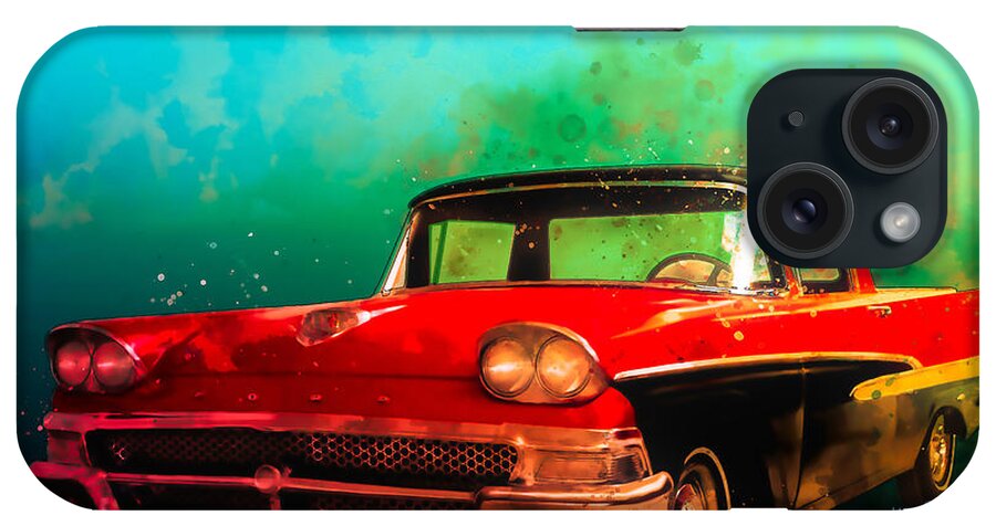 1958 iPhone Case featuring the digital art 1958 Ford Ranchero Watercolour by Chas Sinklier