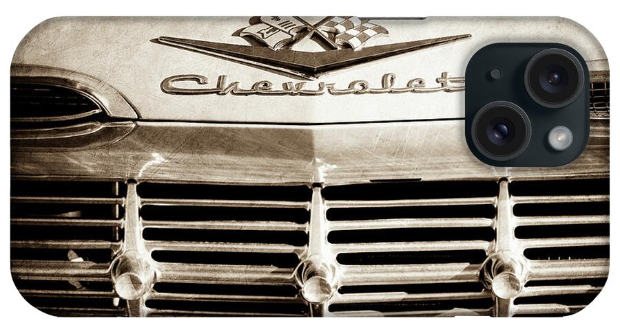 1959 Chevrolet Impala Grille Emblem iPhone Case featuring the photograph 1959 Chevrolet Impala Grille Emblem -1014s by Jill Reger