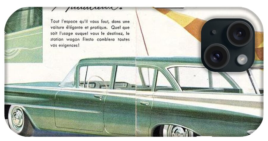 1959 Oldsmobile Prestige Brochure Page 20 And 21 iPhone Case featuring the painting 1959 Oldsmobile Prestige Brochure page 20 and 21 by Vintage Collectables