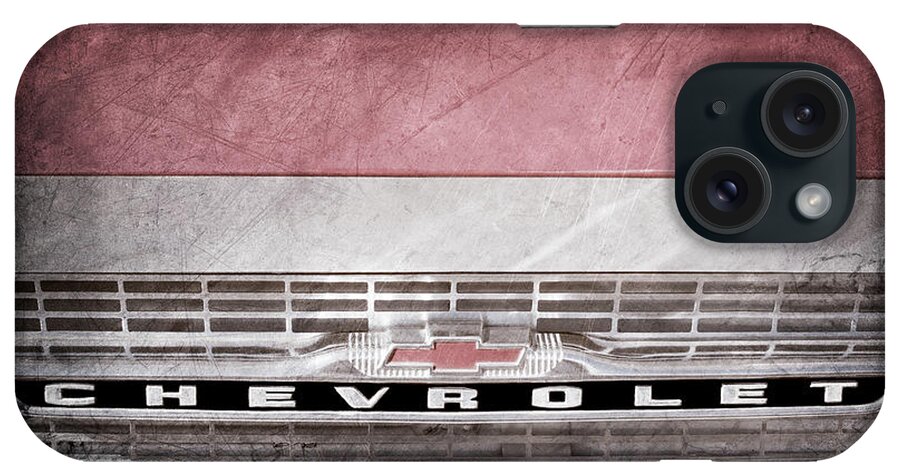 1961 Chevrolet Corvair Pickup Truck Grille Emblem iPhone Case featuring the photograph 1961 Chevrolet Corvair Pickup Truck Grille Emblem -0130ac by Jill Reger
