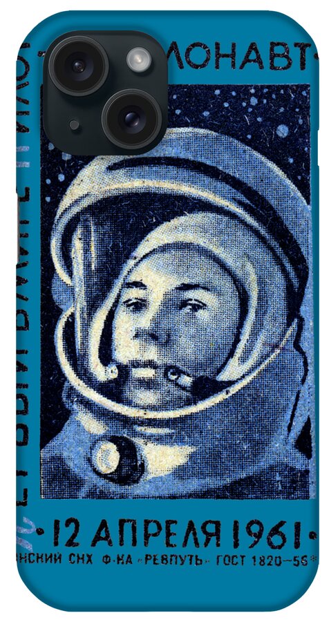 Space Exploration iPhone Case featuring the painting 1961 First Man in Space, Yuri Gagarin by Historic Image