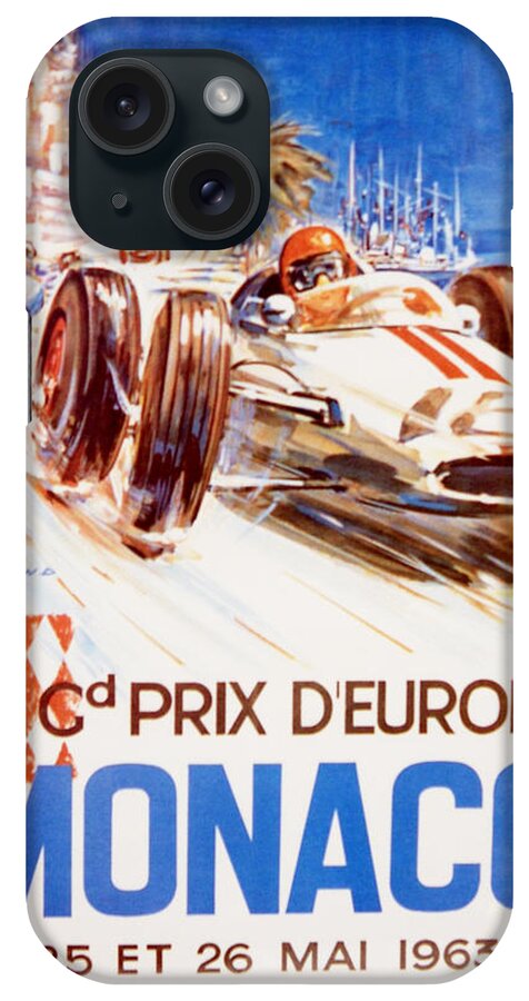 F1 iPhone Case featuring the digital art 1963 F1 Monaco Grand Prix by Georgia Clare