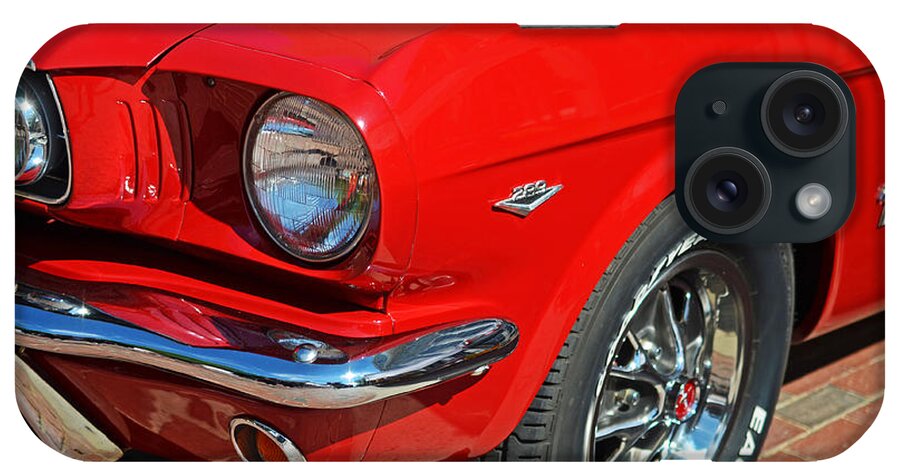 1965 iPhone Case featuring the photograph 1965 Red Ford Mustang Classic Car by Toby McGuire