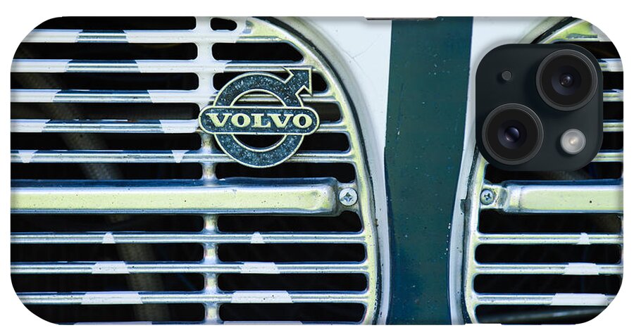 1966 Volvo Amazon 122s Grille Emblem iPhone Case featuring the photograph 1966 Volvo Amazon 122S Grille Emblem -1505c by Jill Reger