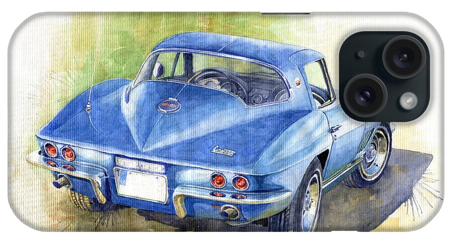 Shevchukart iPhone Case featuring the painting 1967 Chevrolet Corvette C2 Stingray by Yuriy Shevchuk