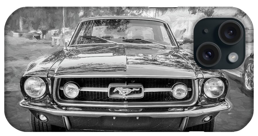 1967 Ford Mustang iPhone Case featuring the photograph 1967 Ford Mustang Coupe BW c122 by Rich Franco