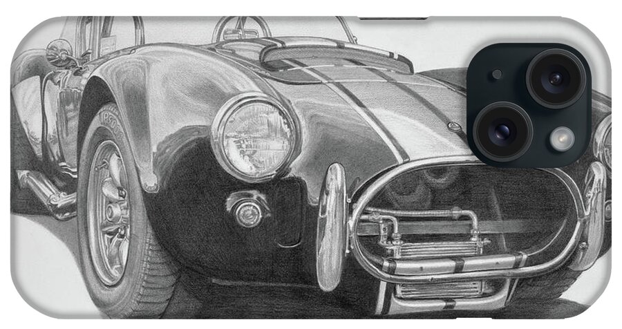Shelby Cobra iPhone Case featuring the drawing 1968 Shelby Cobra by Dan Menta