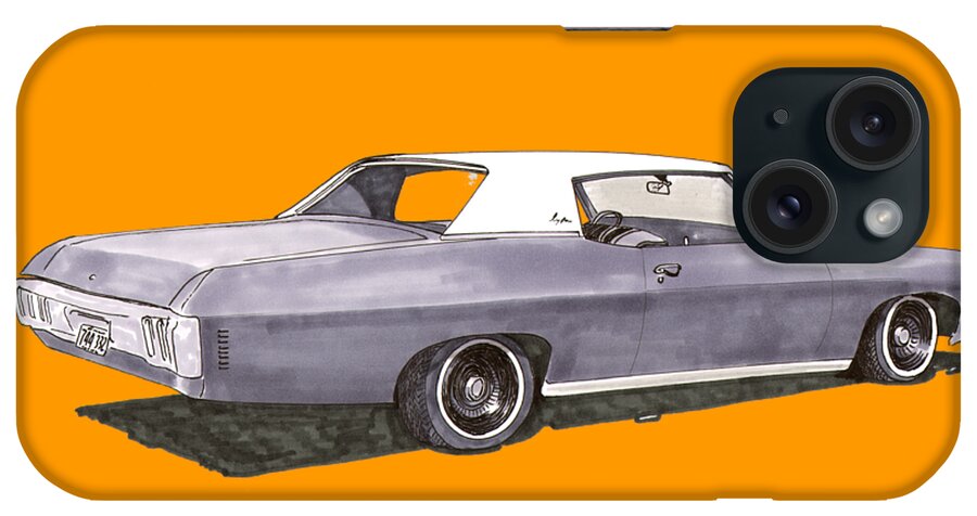 Your 1970 Chevrolet On A Tee Shirt iPhone Case featuring the painting Chevrolet Impala by Jack Pumphrey