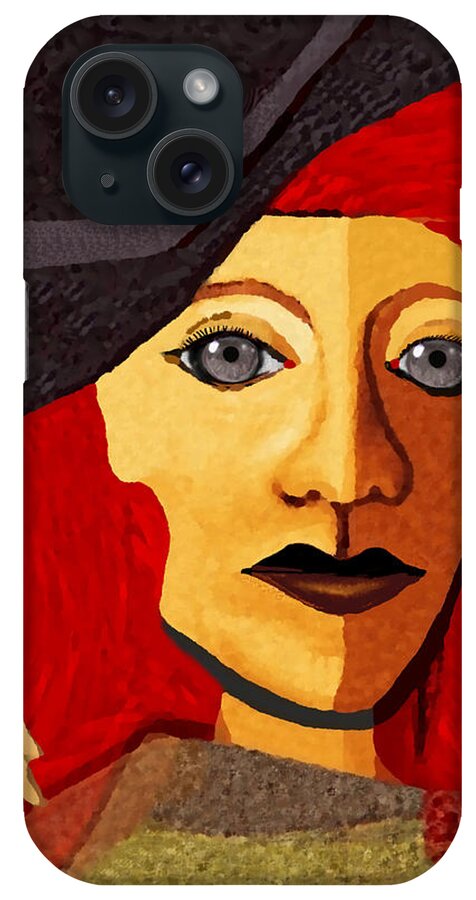 Woman iPhone Case featuring the painting 199 - Her Sad Eyes by Irmgard Schoendorf Welch