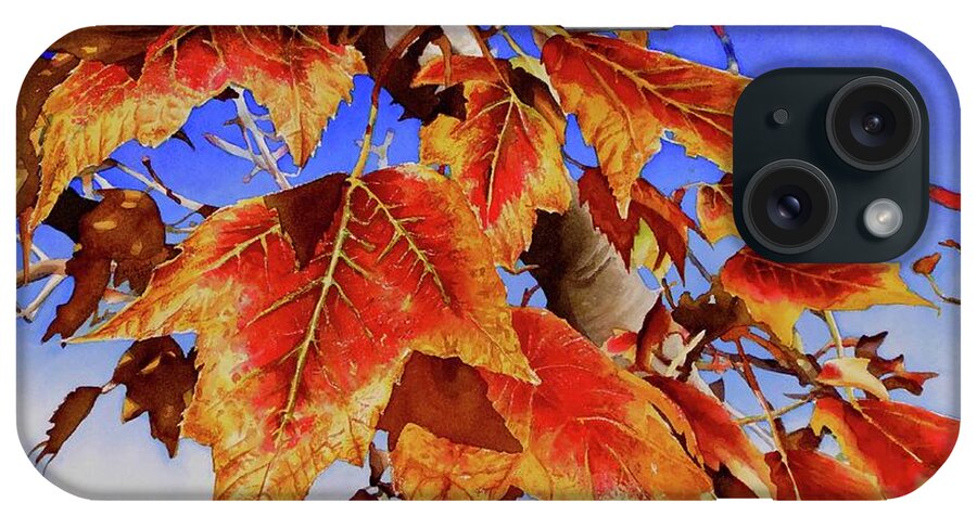 Red Maple Leaves iPhone Case featuring the painting #199 Red Maple #199 by William Lum