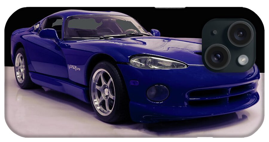 1997 iPhone Case featuring the photograph 1997 Dodge Viper GTS blue by Flees Photos
