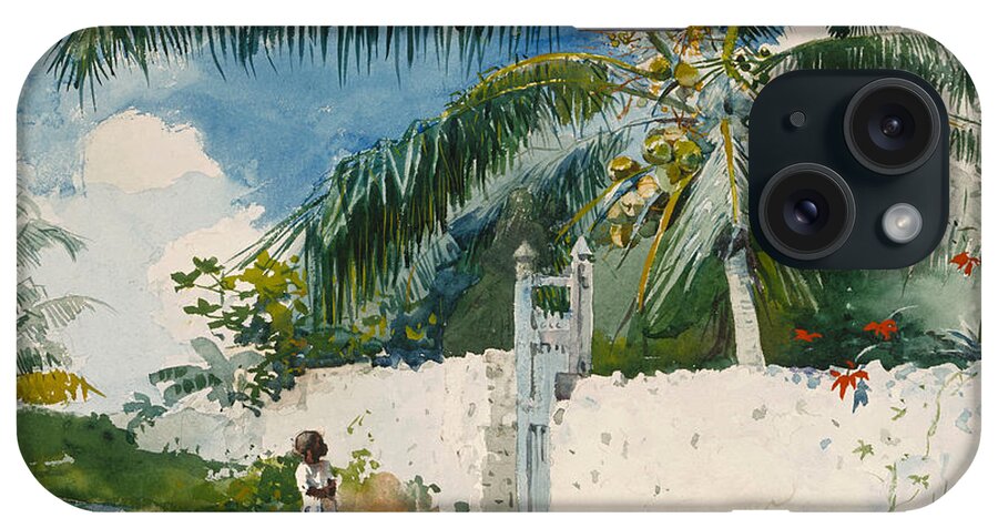 Winslow Homer iPhone Case featuring the drawing A Garden in Nassau #2 by Winslow Homer