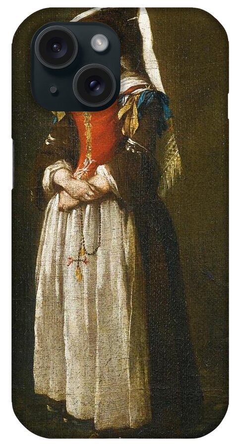 A Young Woman Dressed In Neapolitan Fashion' By Jean Barbault iPhone Case featuring the painting A Young Woman Dressed in Neapolitan Fashion #2 by MotionAge Designs