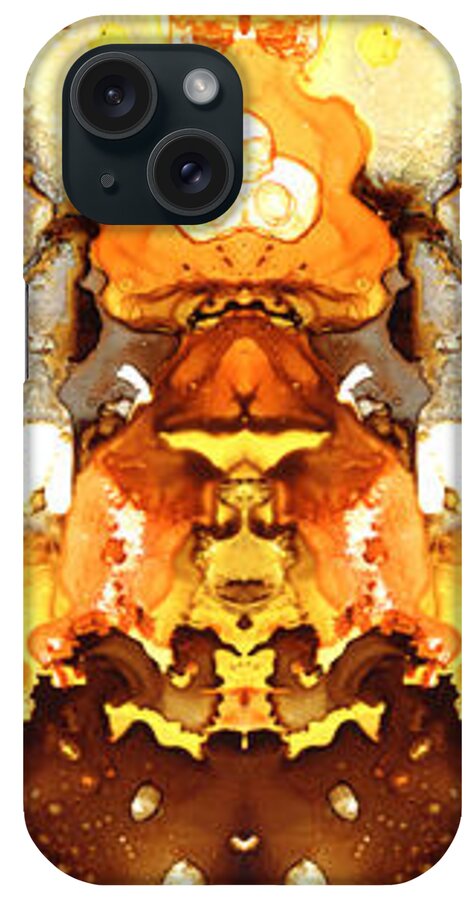 Yellow iPhone Case featuring the painting Abstract 19 #2 by Lucie Dumas