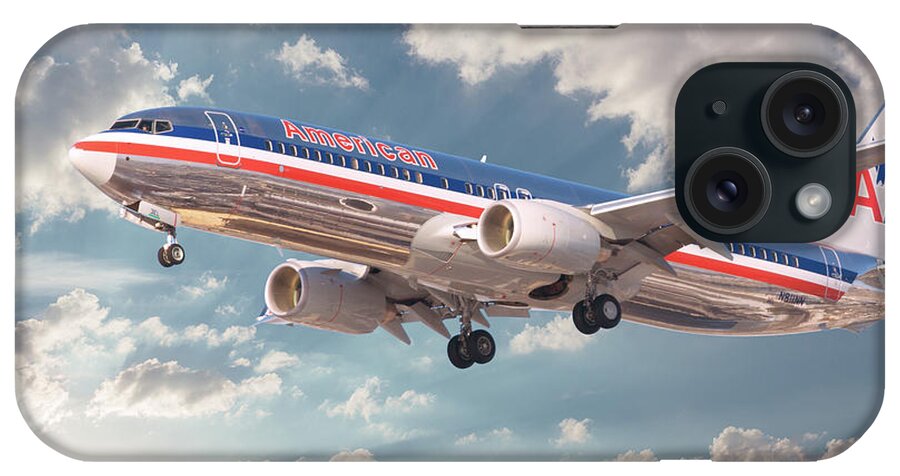 American Airlines iPhone Case featuring the digital art American Airlines Boeing 737 #2 by Airpower Art
