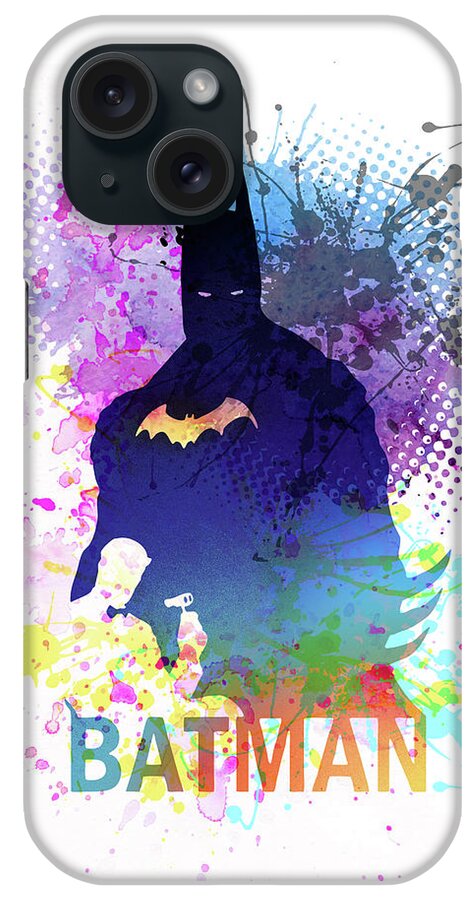 Superheroes iPhone Case featuring the painting Batman #2 by Art Popop