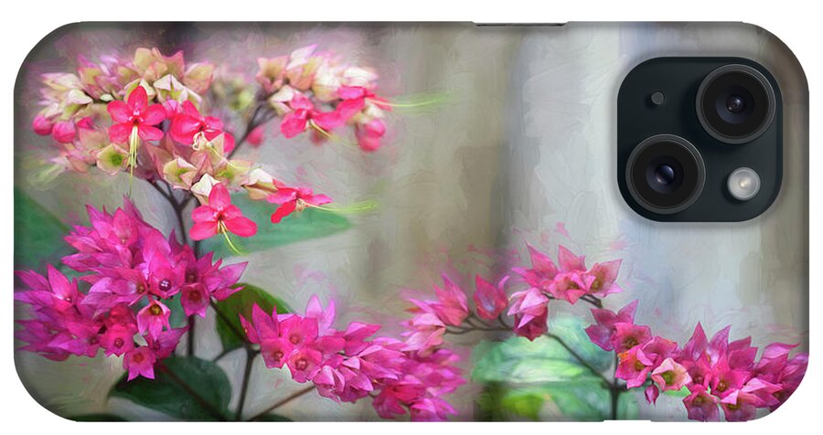 Bleeding Heart iPhone Case featuring the photograph Bleeding Heart Flowers Clerodendrum Painted #2 by Rich Franco