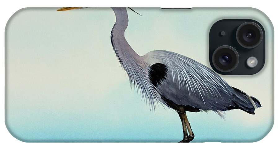 Heron iPhone Case featuring the painting Blue Water Heron by James Williamson