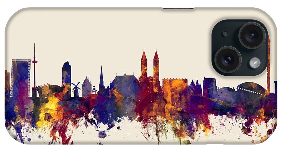 Bremen iPhone Case featuring the digital art Bremen Germany Skyline #2 by Michael Tompsett