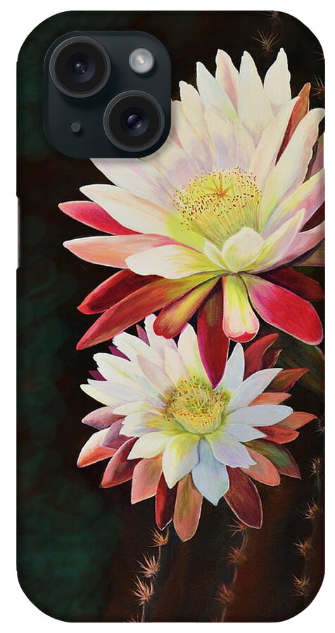Night Blooming Cactus iPhone Case featuring the painting Cereus Business #2 by Marilyn Smith