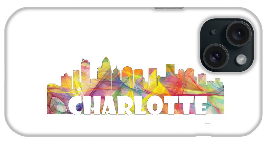 Charlotte Nc Skyline iPhone Case featuring the digital art Charlotte NC Skyline #2 by Marlene Watson