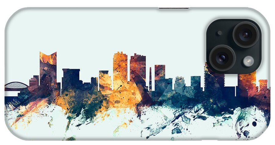 City iPhone Case featuring the digital art Fort Worth Texas Skyline #2 by Michael Tompsett