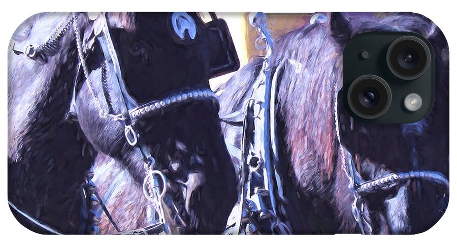 Horses iPhone Case featuring the digital art Horses #2 by Cathy Anderson